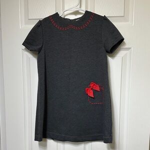 Luli & Me Charcoal Dress with Red Bow